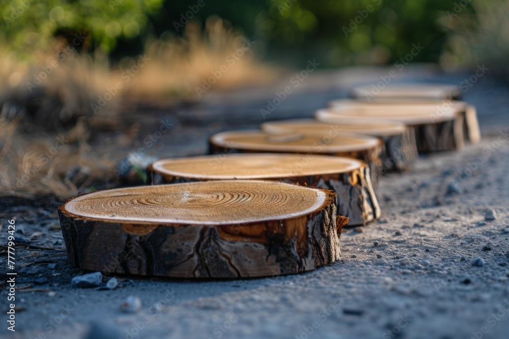 Poster decorative stumps. background with selective focus and copy space