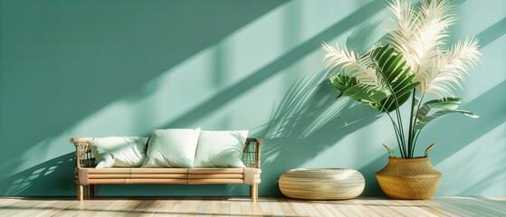 Scandinavian Elegance: A Minimalist Interior with Modern Furnishings and Natural Elements, Creating a Serene and Stylish Space