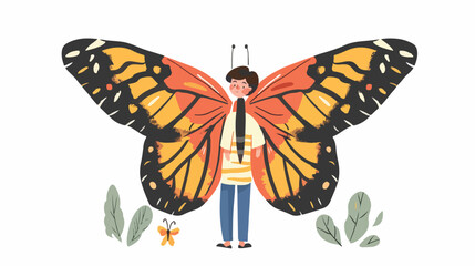 Butterfly vector cute children illustration flat vector