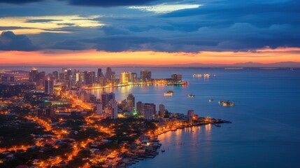 the far view of big city by the sea called pattaya