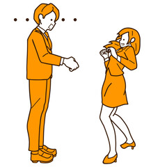 握手を拒まれるビジネスマンのイラスト