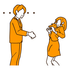 握手を拒まれるビジネスマンのイラスト