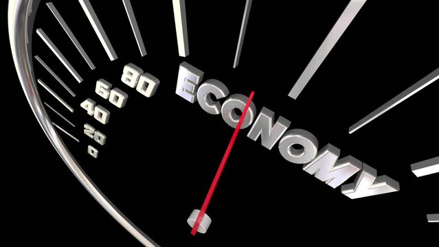 Economy Rising Improving Speedometer Level Rate Gauge Economic Measurement 3d Animation