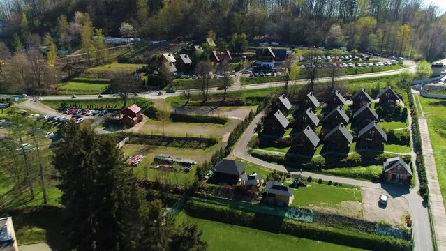 Houses On A Hill In Solina Bieszczady Aerial Poland