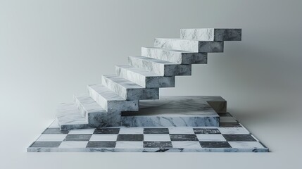 A design combination of a chess board and steps/stairs. generative AI - obrazy, fototapety, plakaty