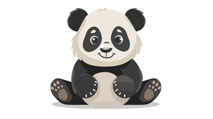 Cartoon cute baby panda sitting flat vector isolated