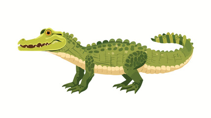 Cartoon cute crocodile standing on white background f