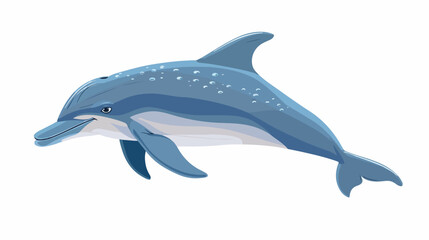 Cartoon dolphin swimming in the ocean flat vector isolated