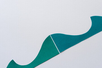 elegant border edge with two mirrored slopes or curves and a common edge on blank paper