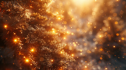 Fototapeta na wymiar Gold light bokeh for holiday lights background or Christmas background.