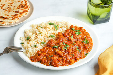 Butter chickpeas with jasmine rice