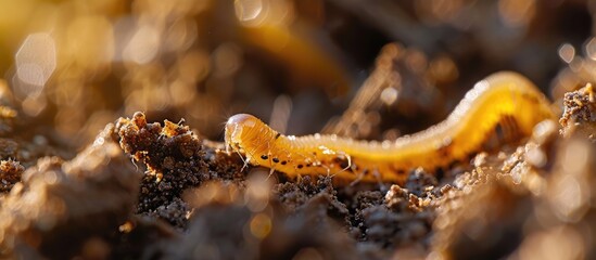 Obraz na płótnie Canvas Microscopic Nematodes Wriggling Through Soils Intricate Spaces
