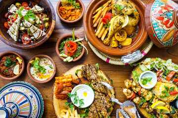 Moroccan food flat lay