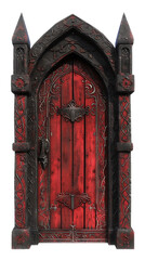 antique medieval red blood wooden door with iron accents, material for game