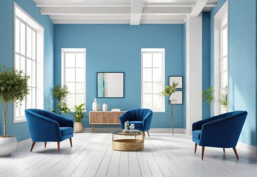 loft and living room vintage interior, 3d rendering