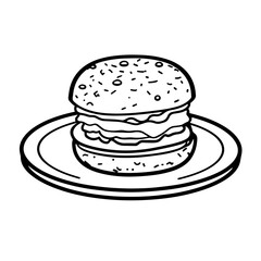 Crisp outline icon of a breakfast sandwich in vector, ideal for food designs.