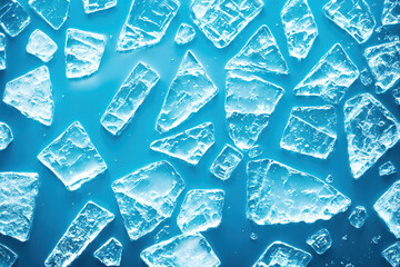 A blue background with white ice shards scattered on it.