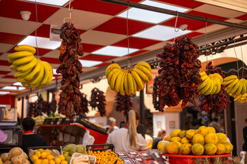 fresh fruits and vegetables in a farmer's market in Santa Cruz de Tenerife, Canary Islands © @alfonsonieva