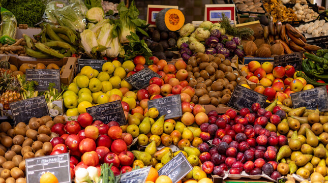 Fresh and colorful fruit in a market
