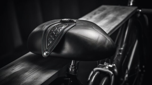Vintage And Classic Leather Bike Saddle Bag On Bicycle Background