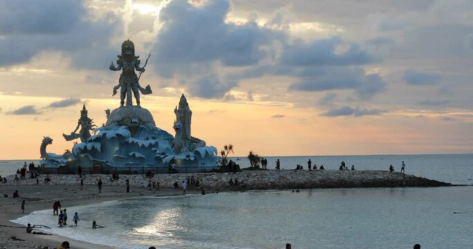 Statue of Varuna in Pantai Jerman Beach in Kuta, Bali Island, Indonesia 