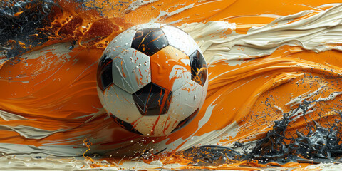 soccer ball graphic image illustration, brushstroke,generative ai