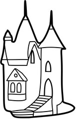 castle illustration drawing flat style