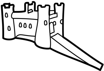 castle illustration drawing flat style