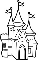 castle illustration drawing flat style