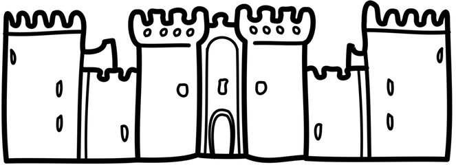 castle illustration drawing flat style