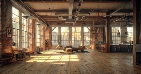 Empty Loft Apartment in Industrial Style