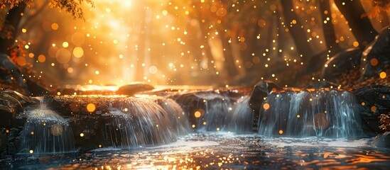 Magical Bokeh Blur Enchanted Forest Stream A Tranquil Escape into Natures Whimsical Allure