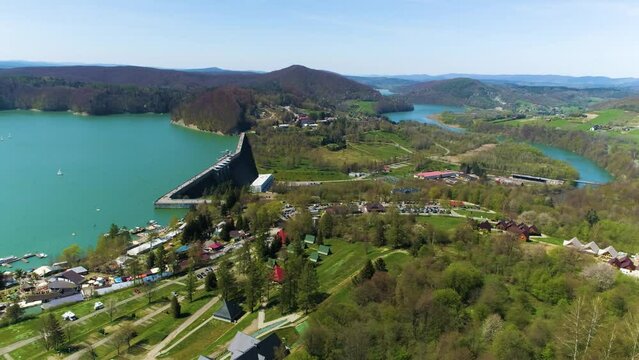Solina Beautiful Village In Bieszczady Mountains Aerial View Poland
