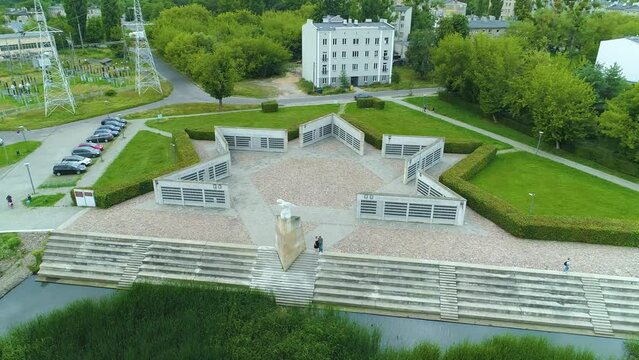 Aerial View of the White Eagle Statue in Lodz. Righteous Among Nations Monument