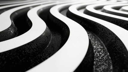 Monochrome image of a wavy, striped pattern creating an optical illusion of depth and movement.