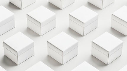 Rows of identical white, blank boxes arranged neatly on a light background, conveying minimalism and uniformity.