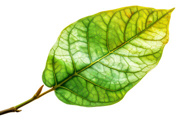 Obraz premium A leaf is shown in a close up, with the veins, cut out - stock png.