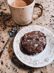 chocolate brownie and cocoa mug