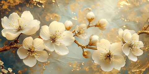 A white flower with a golden center ,
White Flower with Golden Center: Nature's Elegance AI Generative 
