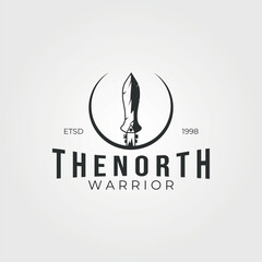 the north warrior spear logo icon vector vintage illustration, ancient spear logo
