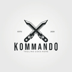 knife of commando military logo vector vintage illustration, sharp knife
