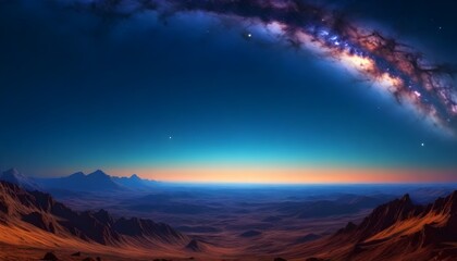 Obraz premium Galaxy landscape, starry details, Starseed, Celestial esoterica, neon colors, realistic, ultra 8k resolution