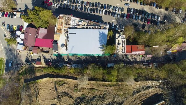 Street Market In Solina Bieszczady Aerial Poland