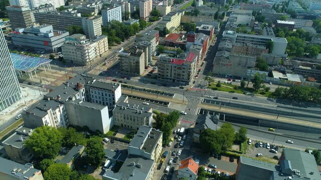 Aerial view of Mickiewicz Avenue in Lodz
