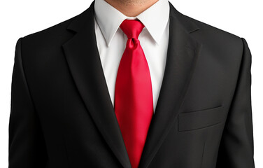 A man wearing a black suit and a red tie, cut out - stock png.
