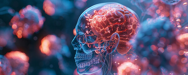 Innovative research team, neuroscience breakthroughs, neuroimaging equipment, leading the way in advanced therapies for brain-related ailments 3D Render, Spotlight, Chromatic Aberration - obrazy, fototapety, plakaty