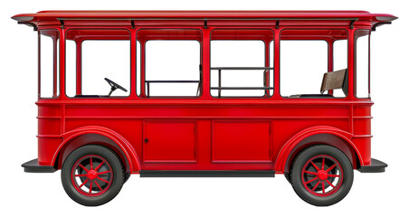 A red vintage bus - stock png. - obrazy, fototapety, plakaty