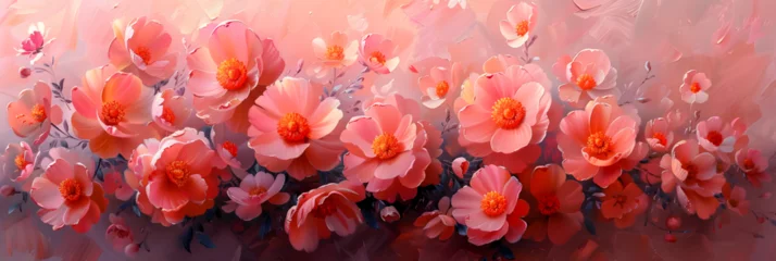 Foto op Canvas red and yellow flowers,  Abstract pink floral background Pink flowers pa © A
