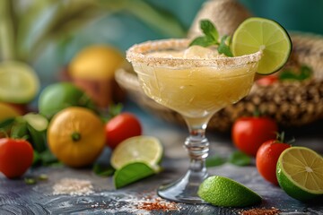 Fototapeta premium Frozen margarita Cinco de Mayo party cocktail drink.