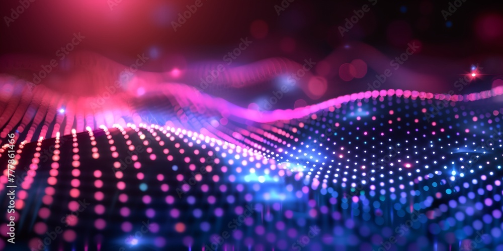 Poster a colorful, abstract image of a wave with dots of different colors